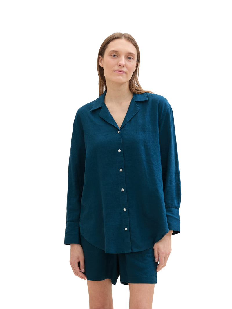 Oversized Bluse mit Leinen