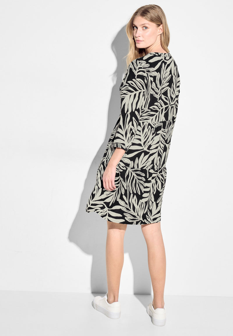 Leinenmix Print Kleid