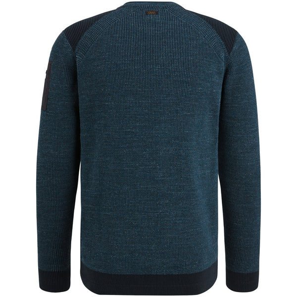 R-neck cotton rib melee knit