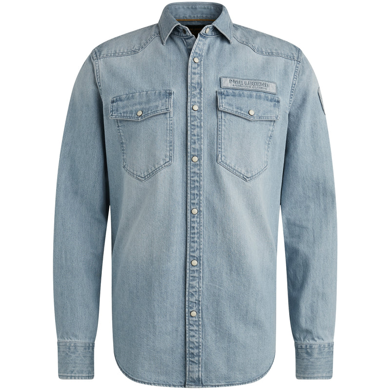 Long Sleeve Shirt Bleach Indigo denim