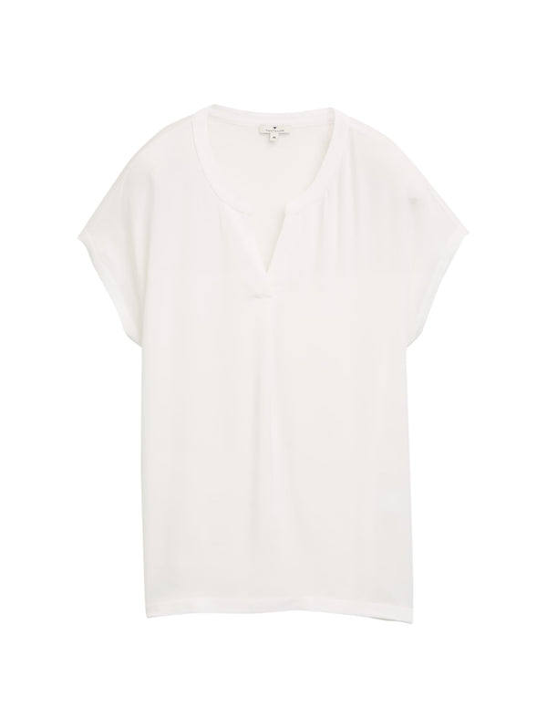 Blusenshirt im Material-Mix