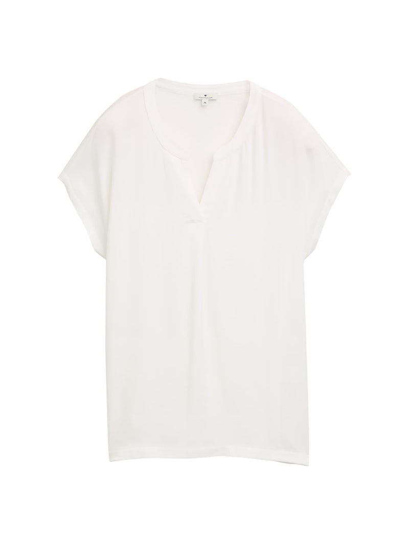Blusenshirt im Material-Mix
