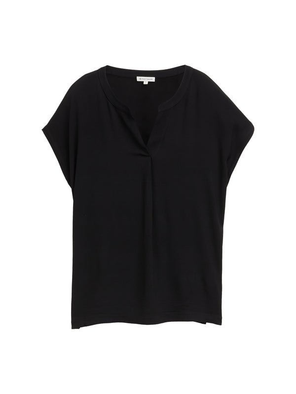 Blusenshirt im Material-Mix