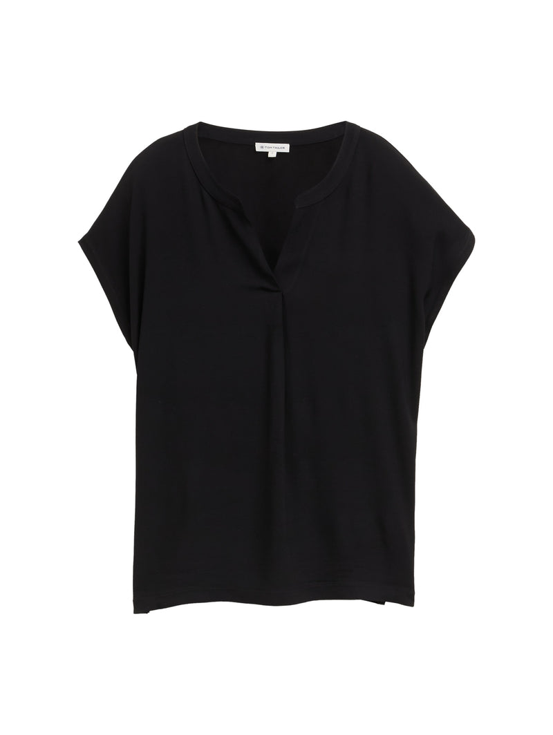 Blusenshirt im Material-Mix