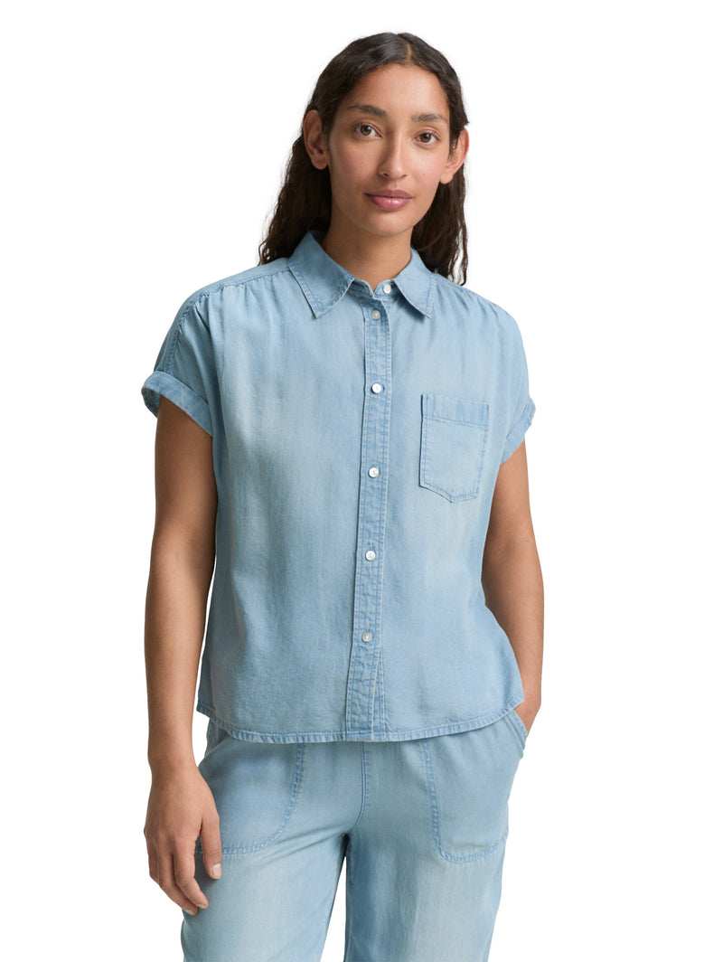 Denim Bluse mit Brusttasche