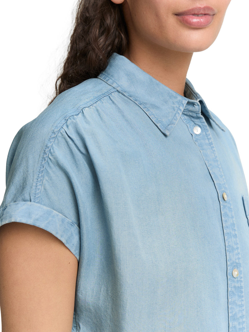 Denim Bluse mit Brusttasche