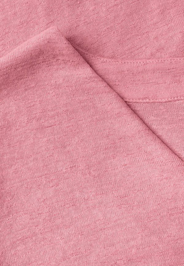 V-Neck Shirt in Leinen-Optik