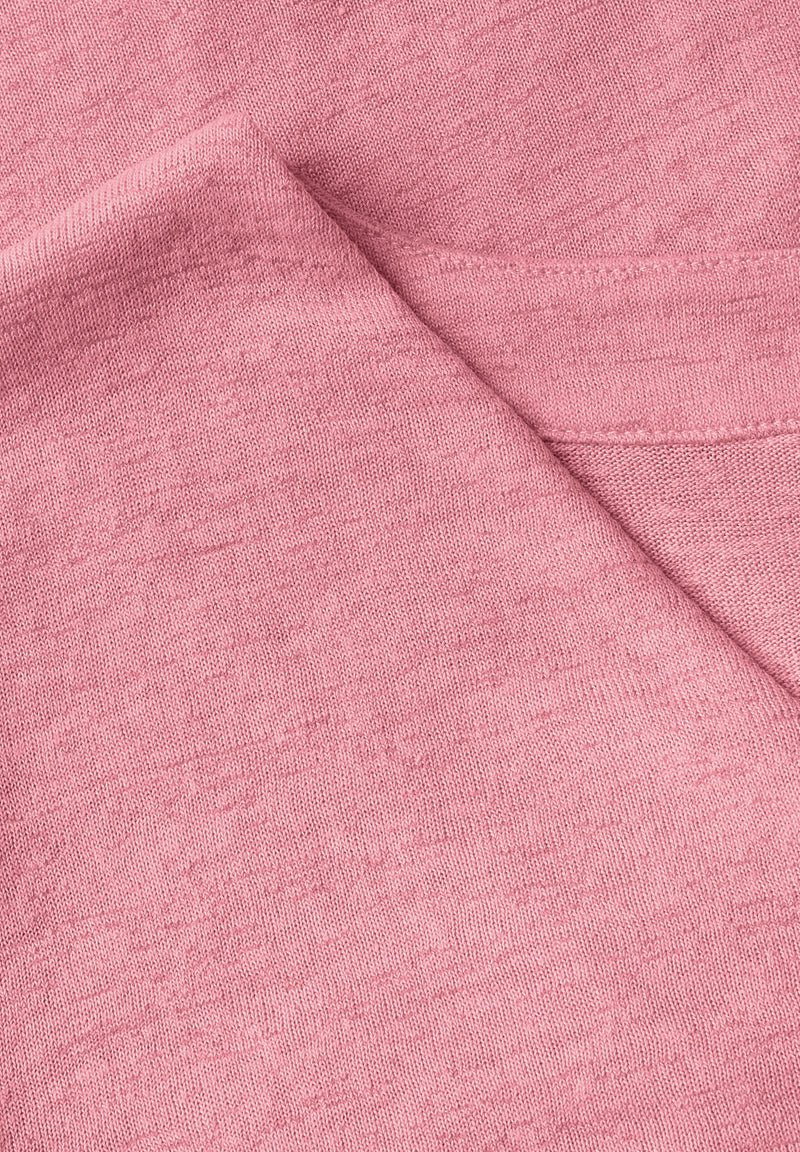 V-Neck Shirt in Leinen-Optik