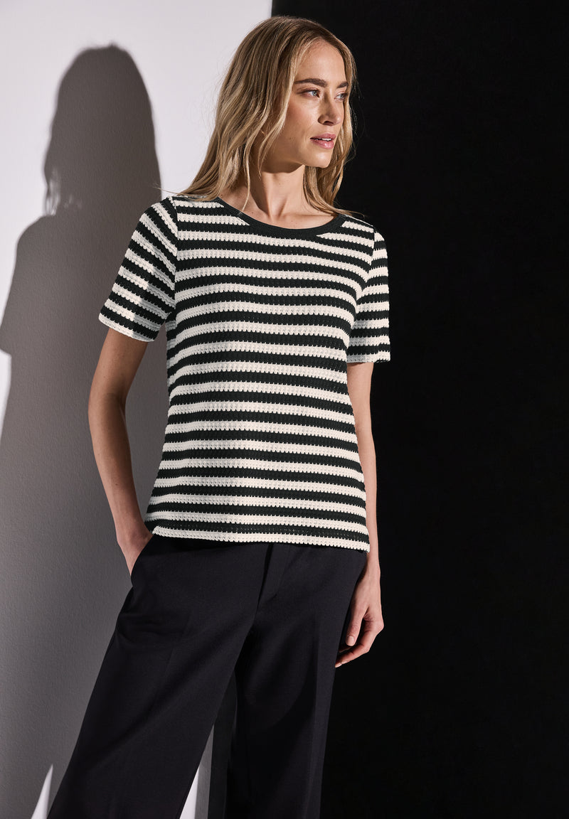 Strick-Look Streifenshirt