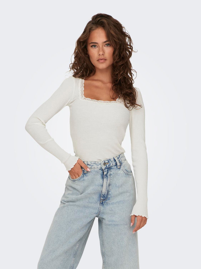 ONLXENA L/S LACE TOP JRS