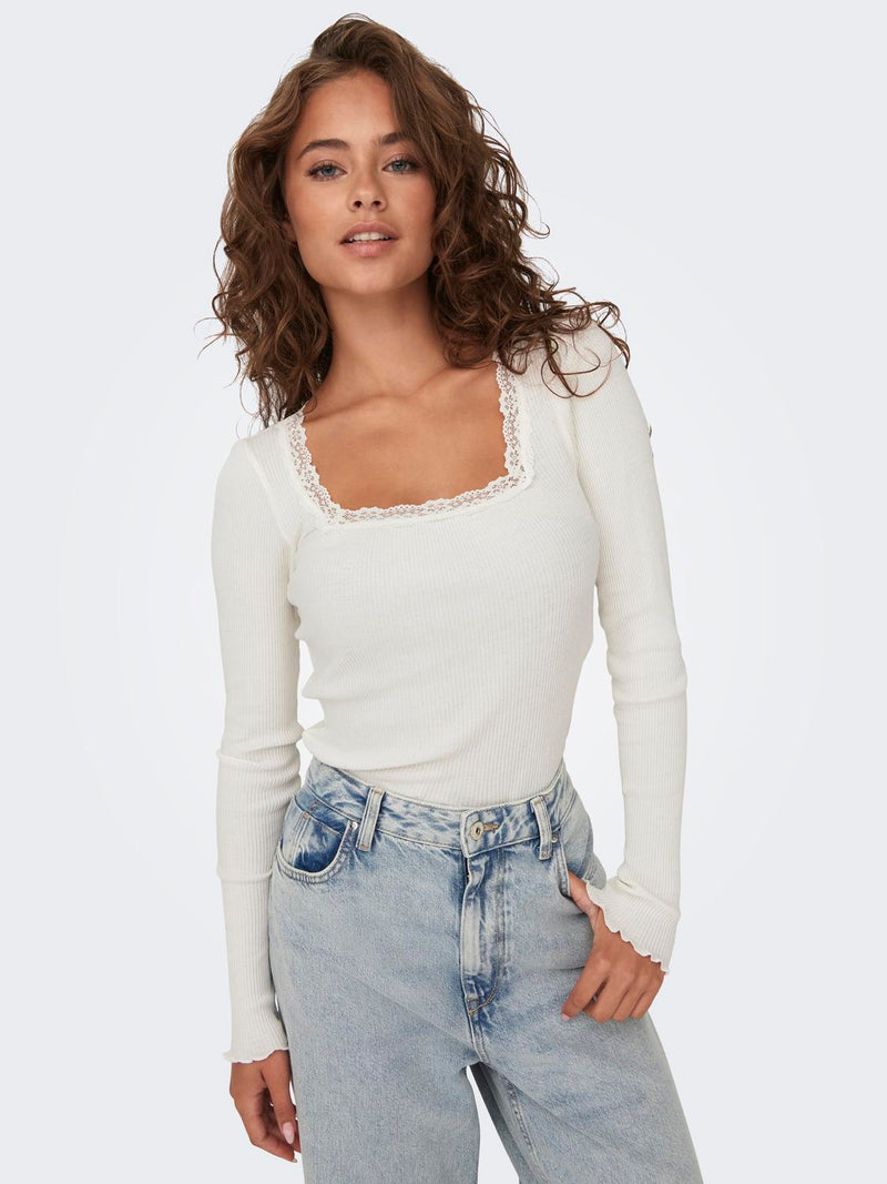 ONLXENA L/S LACE TOP JRS