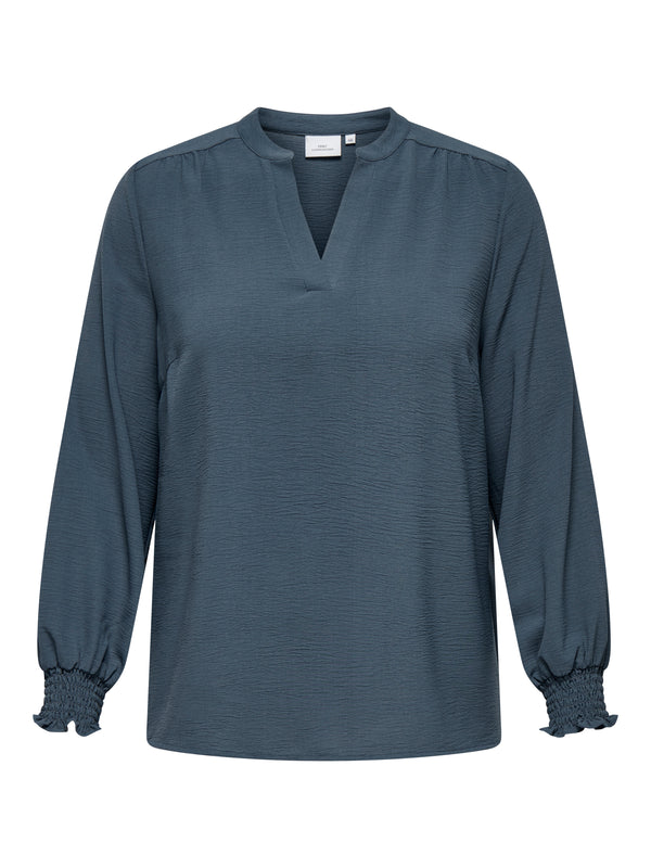 CARMETTA LIFE V-NECK LS TOP WVN NOOS
