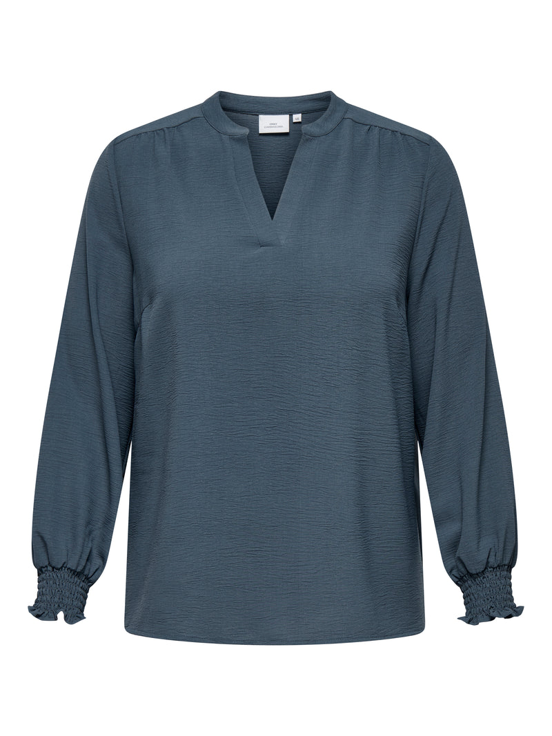 CARMETTA LIFE V-NECK LS TOP WVN NOOS