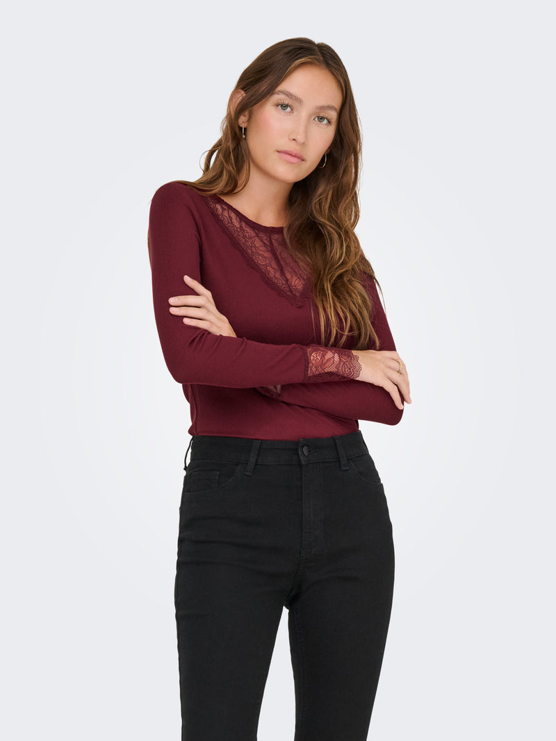 JDYROXY L/S LACE TOP JRS NOOS