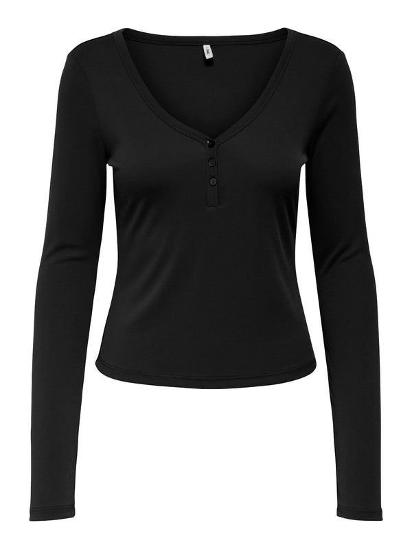 ONLFREE LIFE L/S PLACKET RIB TOP JRS