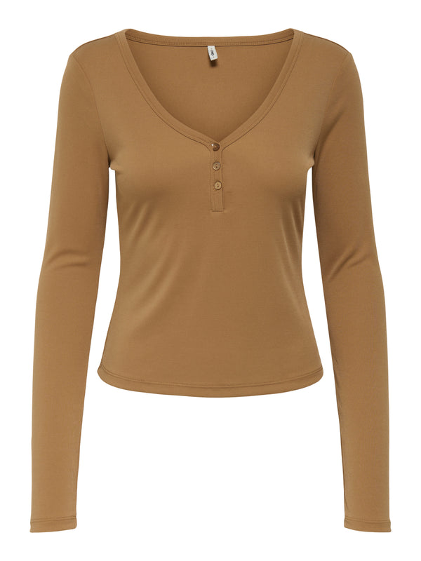 ONLFREE LIFE L/S PLACKET RIB TOP JRS