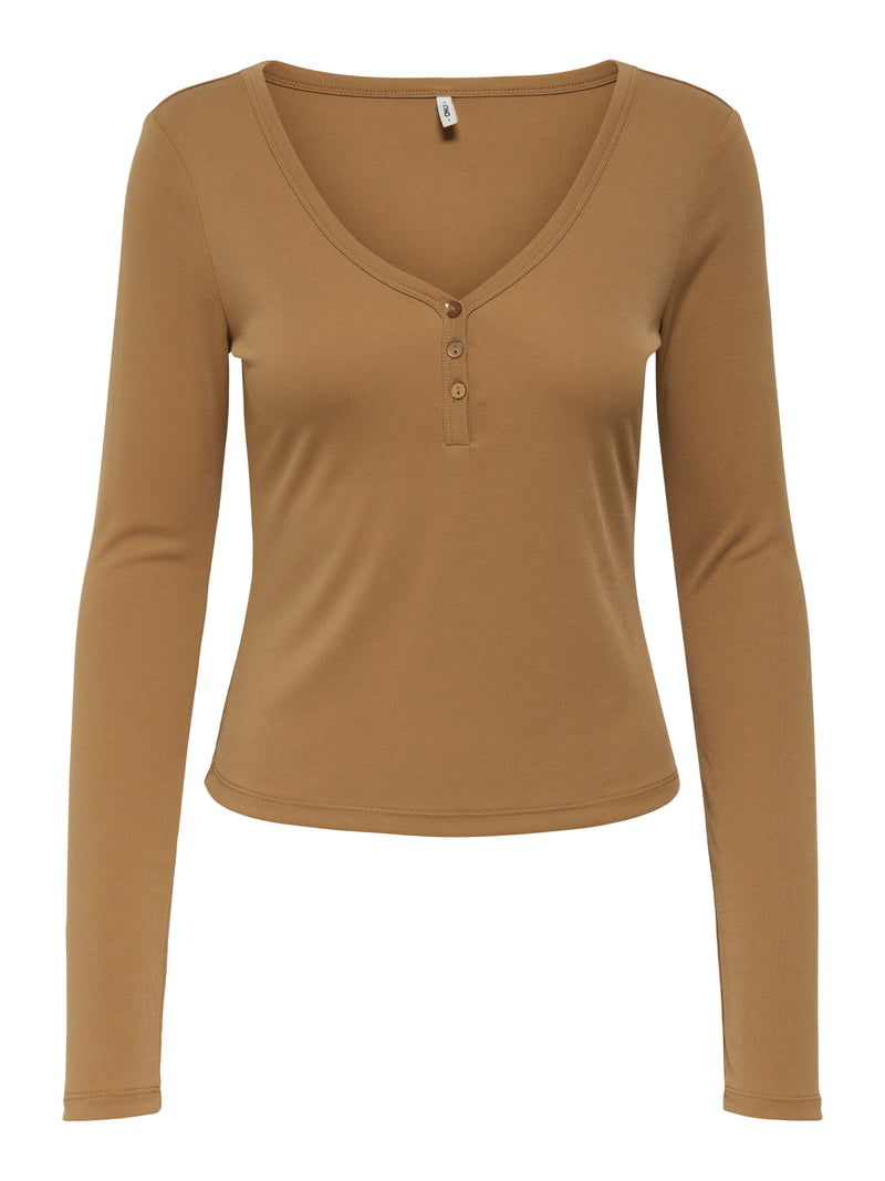 ONLFREE LIFE L/S PLACKET RIB TOP JRS