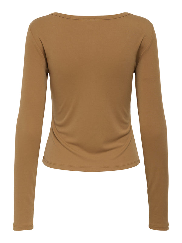 ONLFREE LIFE L/S PLACKET RIB TOP JRS