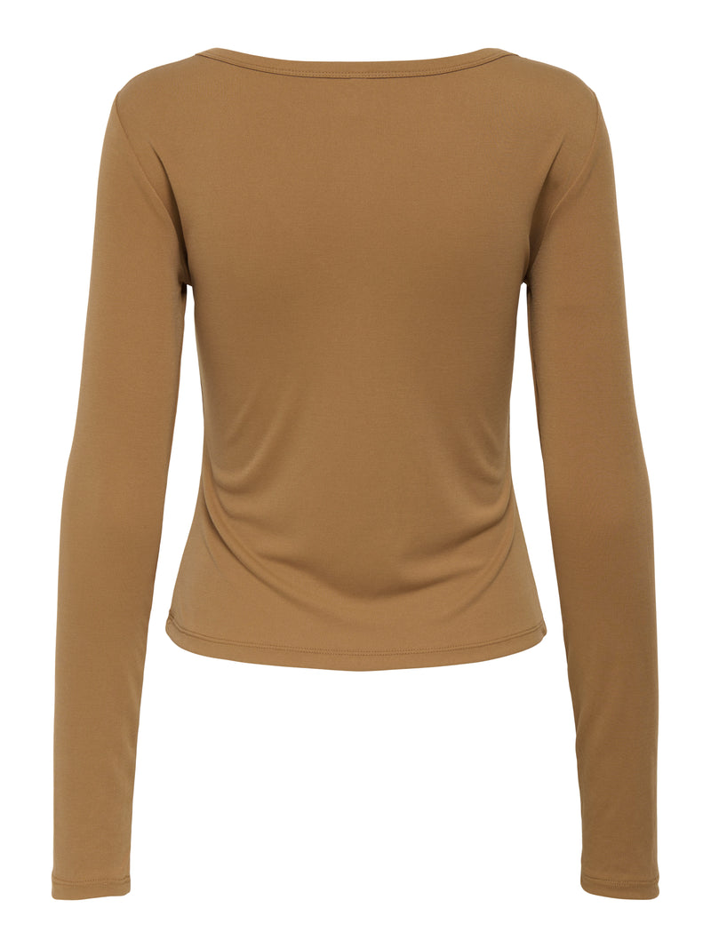 ONLFREE LIFE L/S PLACKET RIB TOP JRS