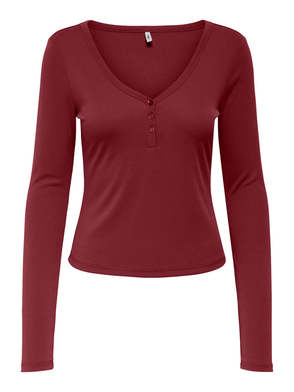 ONLFREE LIFE L/S PLACKET RIB TOP JRS