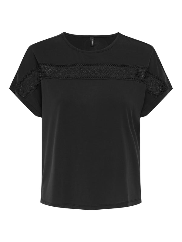 ONLFREE LIFE S/S LACE PANEL TOP JRS