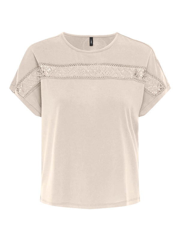 ONLFREE LIFE S/S LACE PANEL TOP JRS