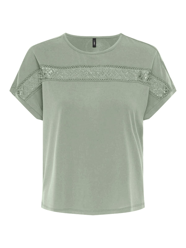 ONLFREE LIFE S/S LACE PANEL TOP JRS