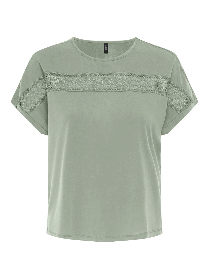 ONLFREE LIFE S/S LACE PANEL TOP JRS