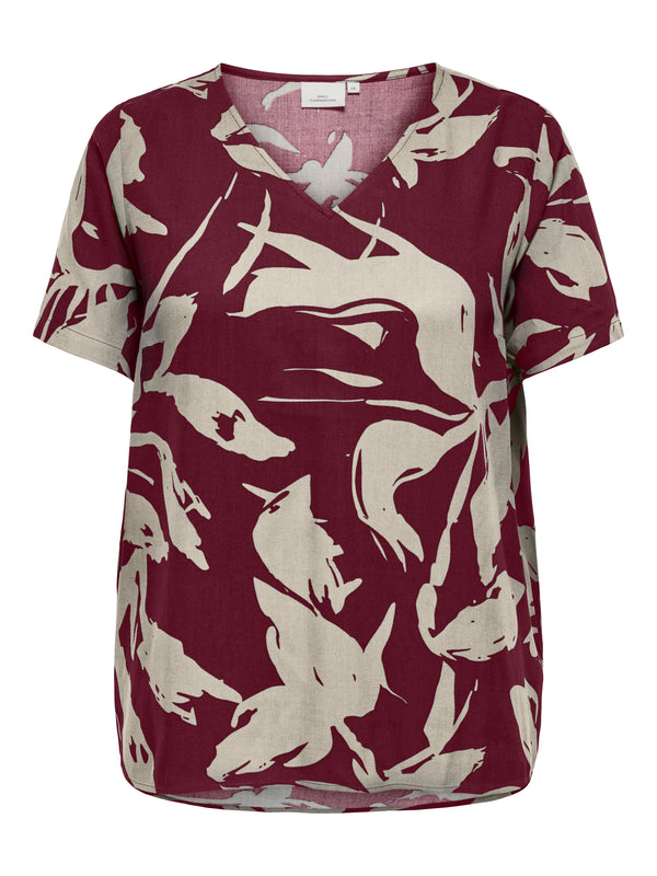 CARFLORRA SS V-NECK TOP AOP