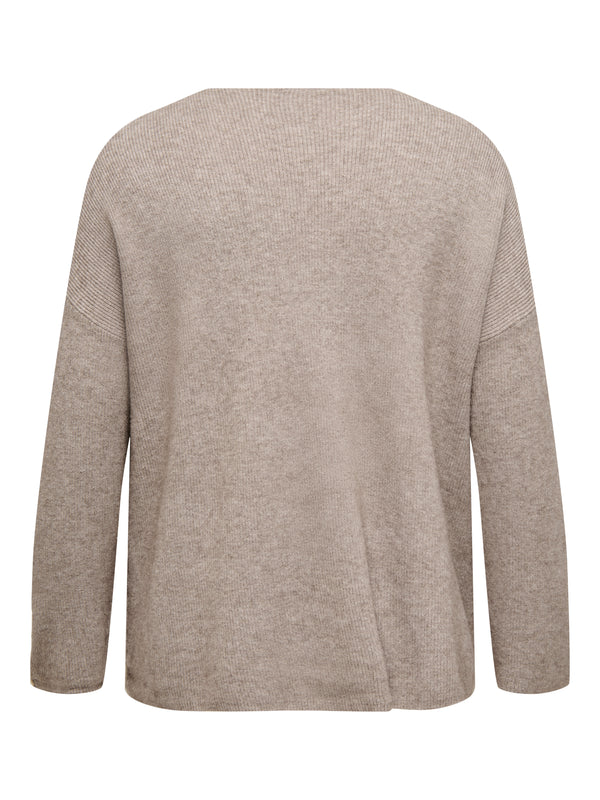 CARIBI LS RIB LOOSE V-NECK CC KNT