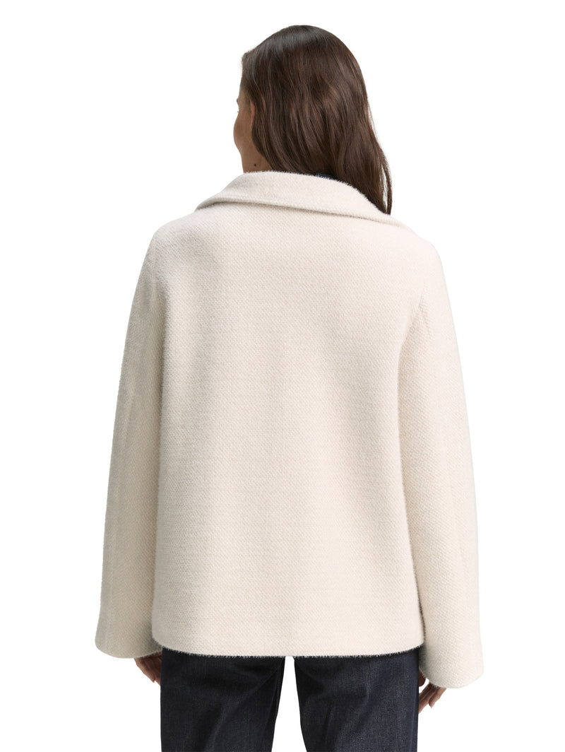 Jacquard Wolljacke mit Stehkragen