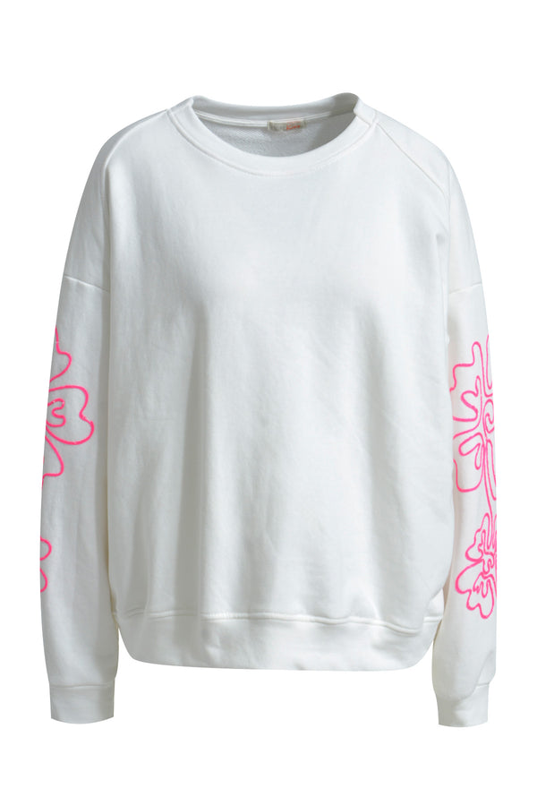 Sweatshirt with Yarn Design on Sleeves