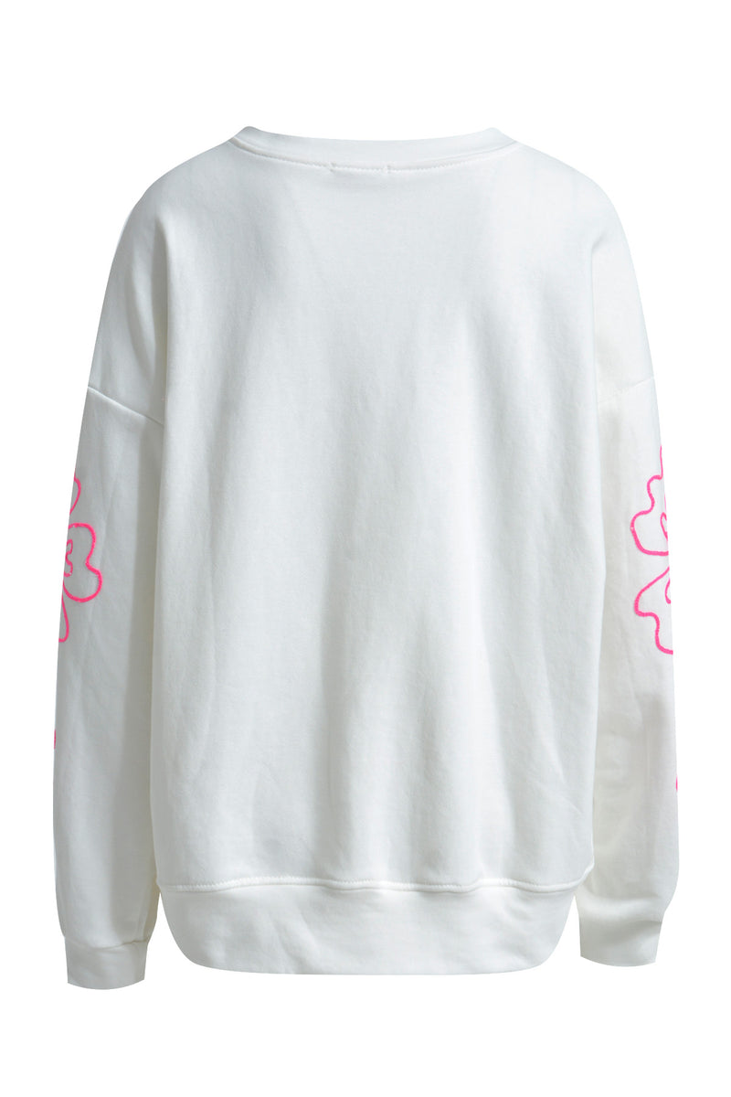 Sweatshirt with Yarn Design on Sleeves