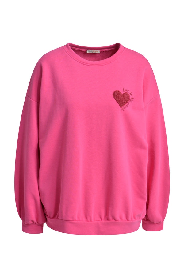 Sweatshirt with Frottee Heart and Wording