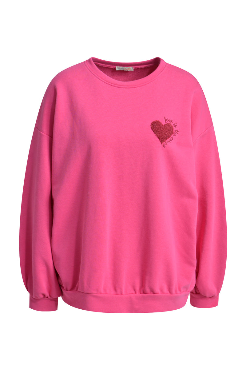 Sweatshirt with Frottee Heart and Wording