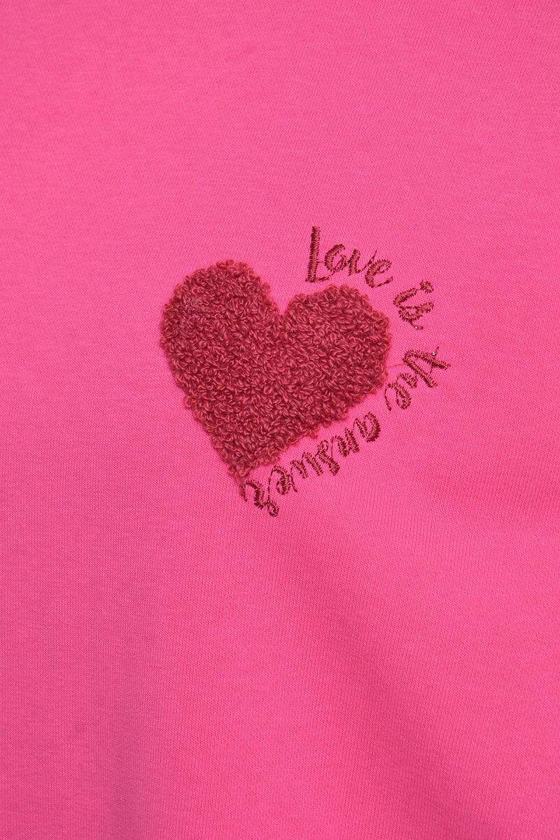 Sweatshirt with Frottee Heart and Wording