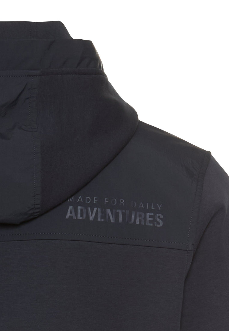 Sweatjacke mit 4-Way Stretch und kontrastierenden Details