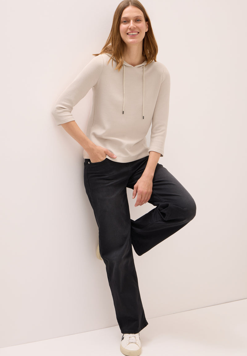 Hoodie Shirt in Rippstruktur