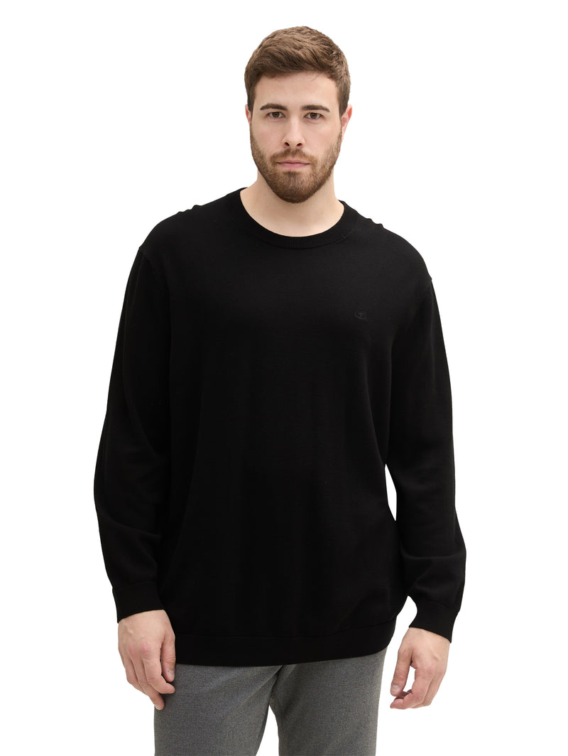 Plus Size - Strickpullover mit Logo Stickerei