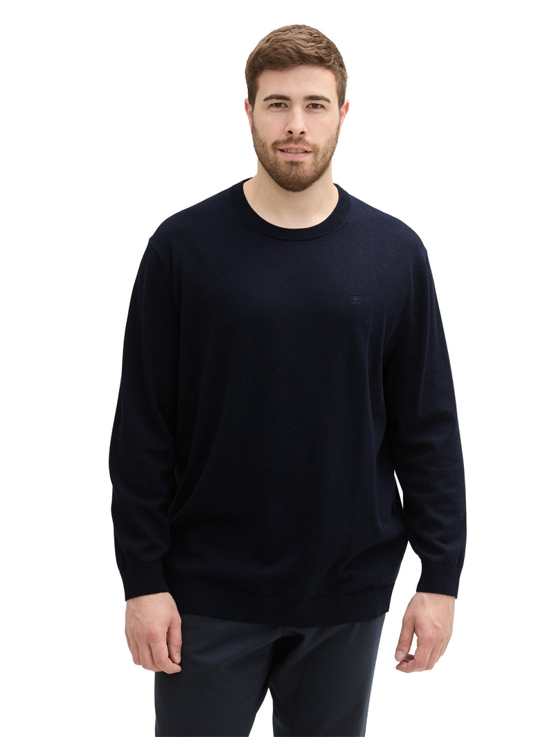 Plus Size - Strickpullover mit Logo Stickerei