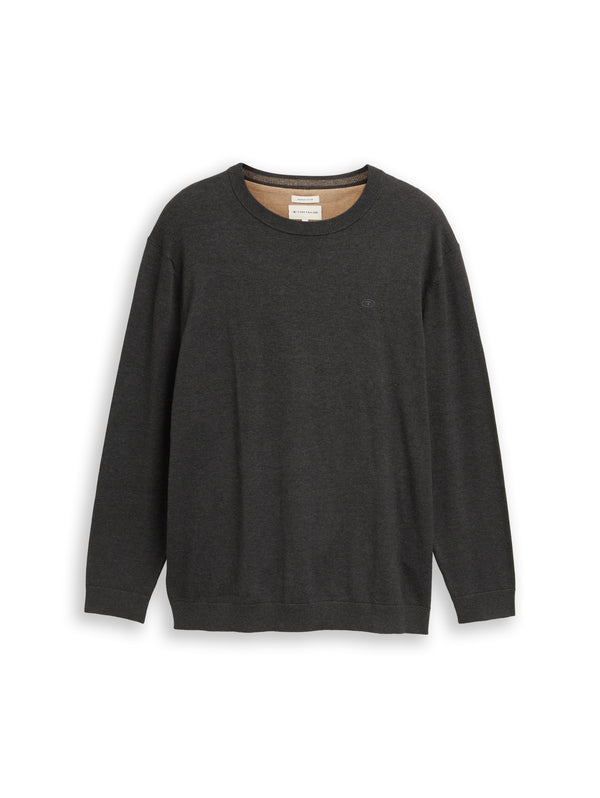 Plus Size - Strickpullover mit Logo Stickerei