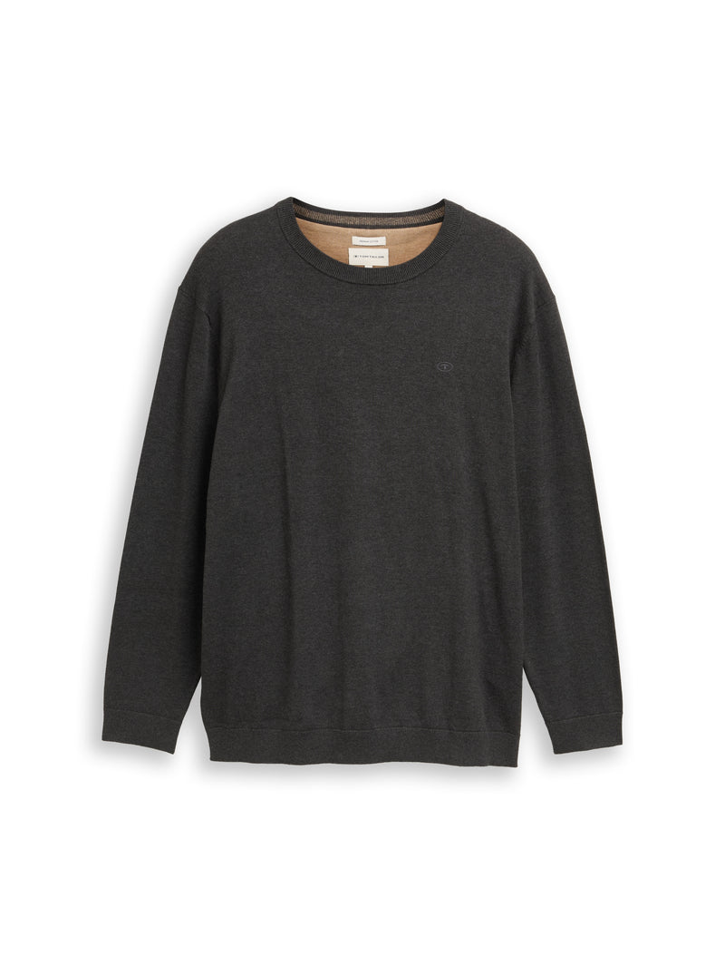 Plus Size - Strickpullover mit Logo Stickerei