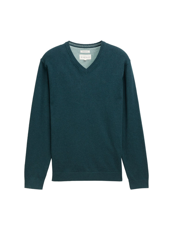 Strickpullover mit V-Ausschnitt aus Baumwolle