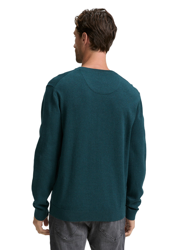Strickpullover mit V-Ausschnitt aus Baumwolle