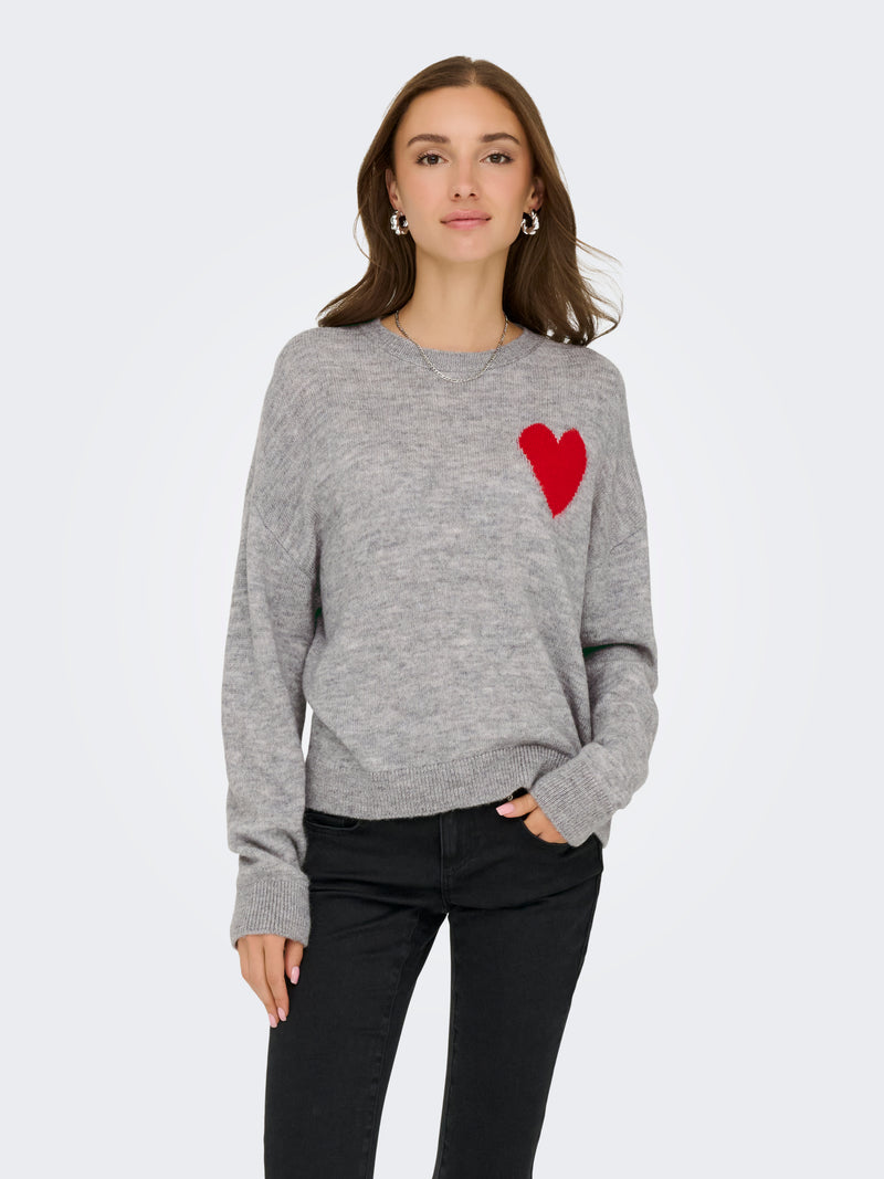 JDYVITTORIA L/S HEART PULLOVER KNT