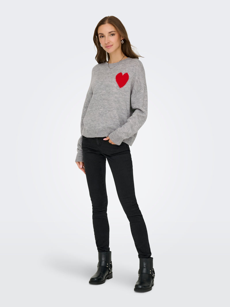 JDYVITTORIA L/S HEART PULLOVER KNT
