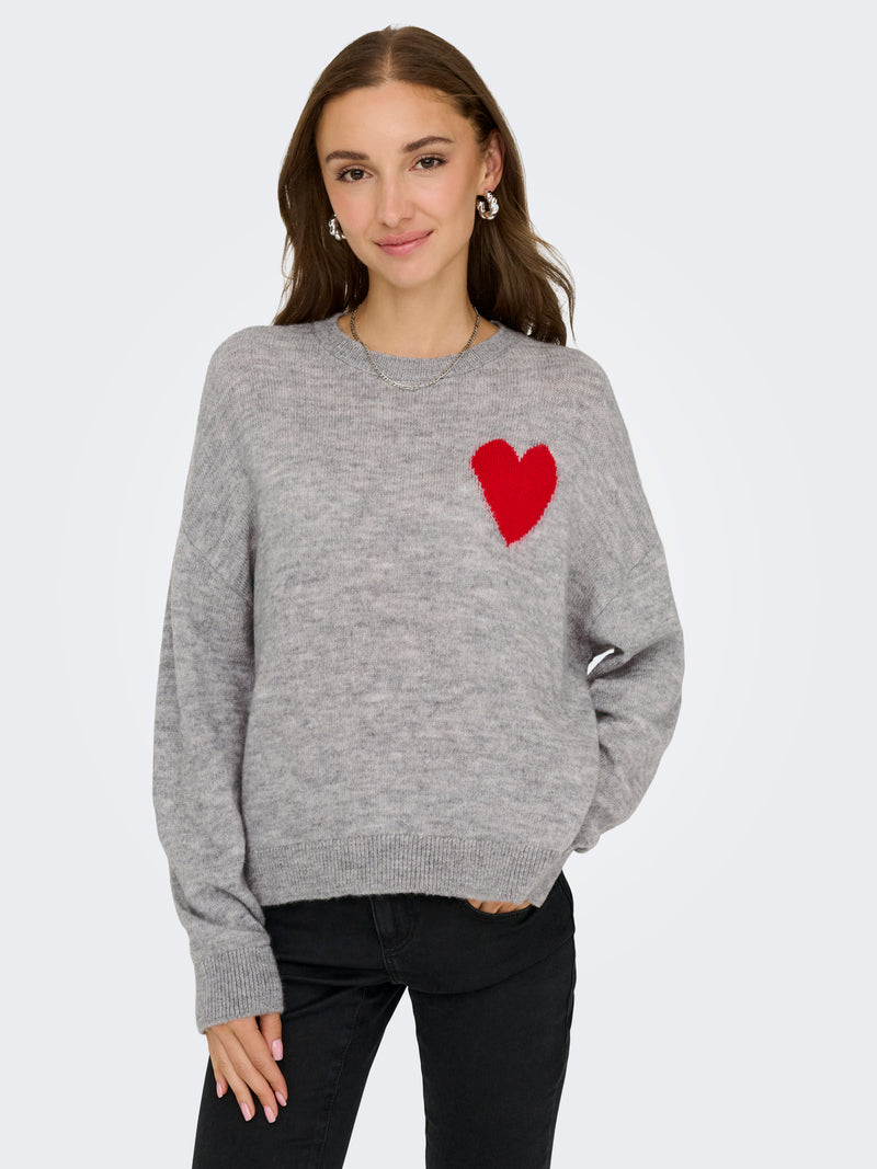 JDYVITTORIA L/S HEART PULLOVER KNT
