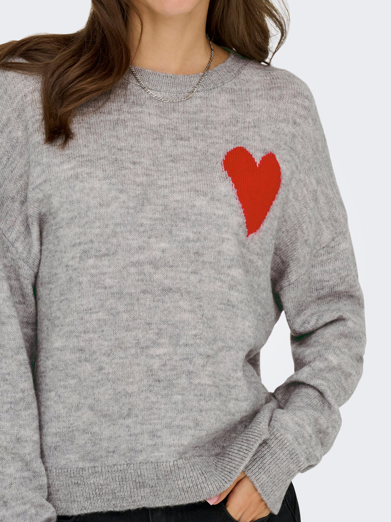 JDYVITTORIA L/S HEART PULLOVER KNT