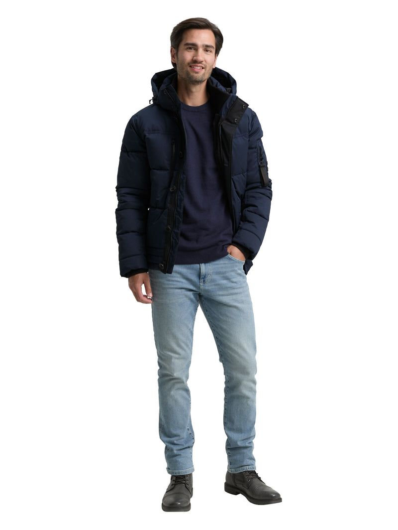 Puffer-Jacke mit abnehmbarer Kapuze
