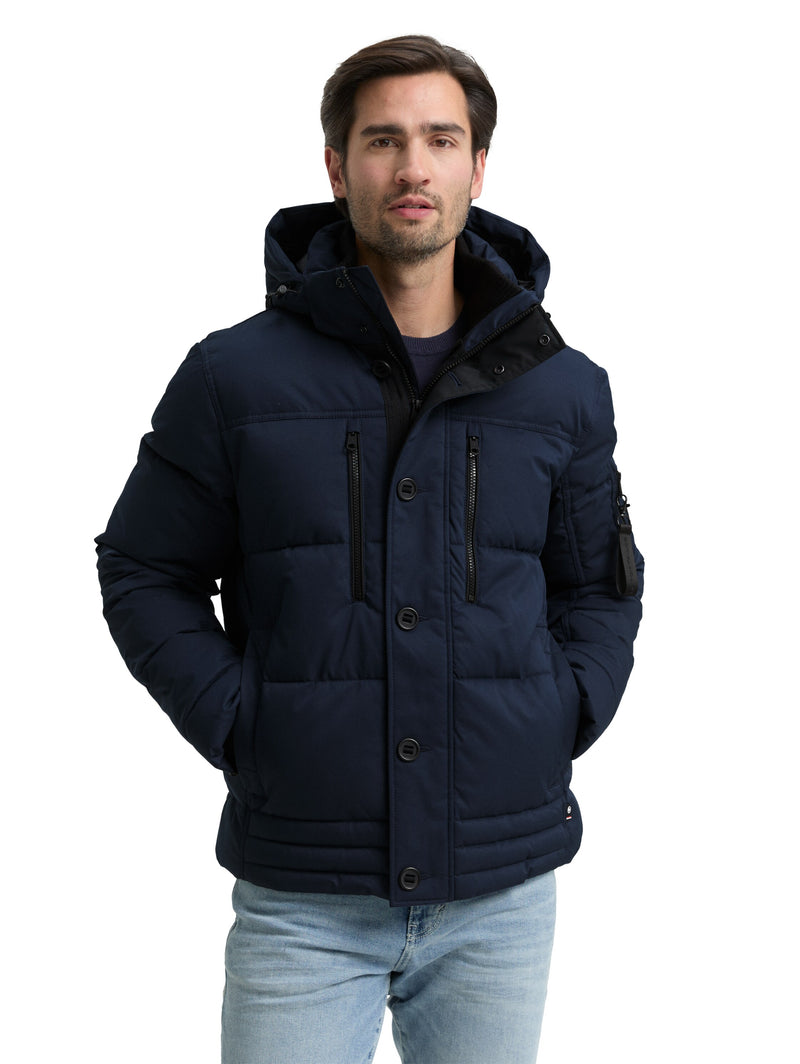 Puffer-Jacke mit abnehmbarer Kapuze